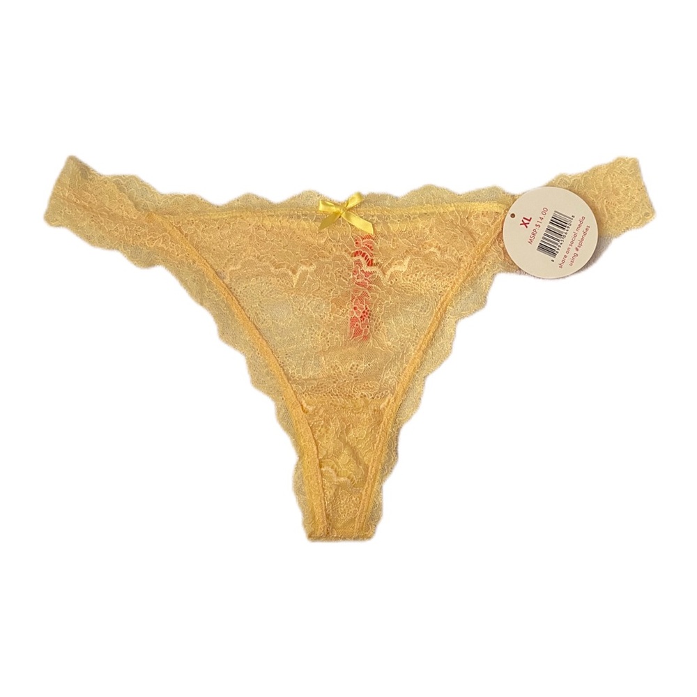 NWT Yellow Lace Thong
